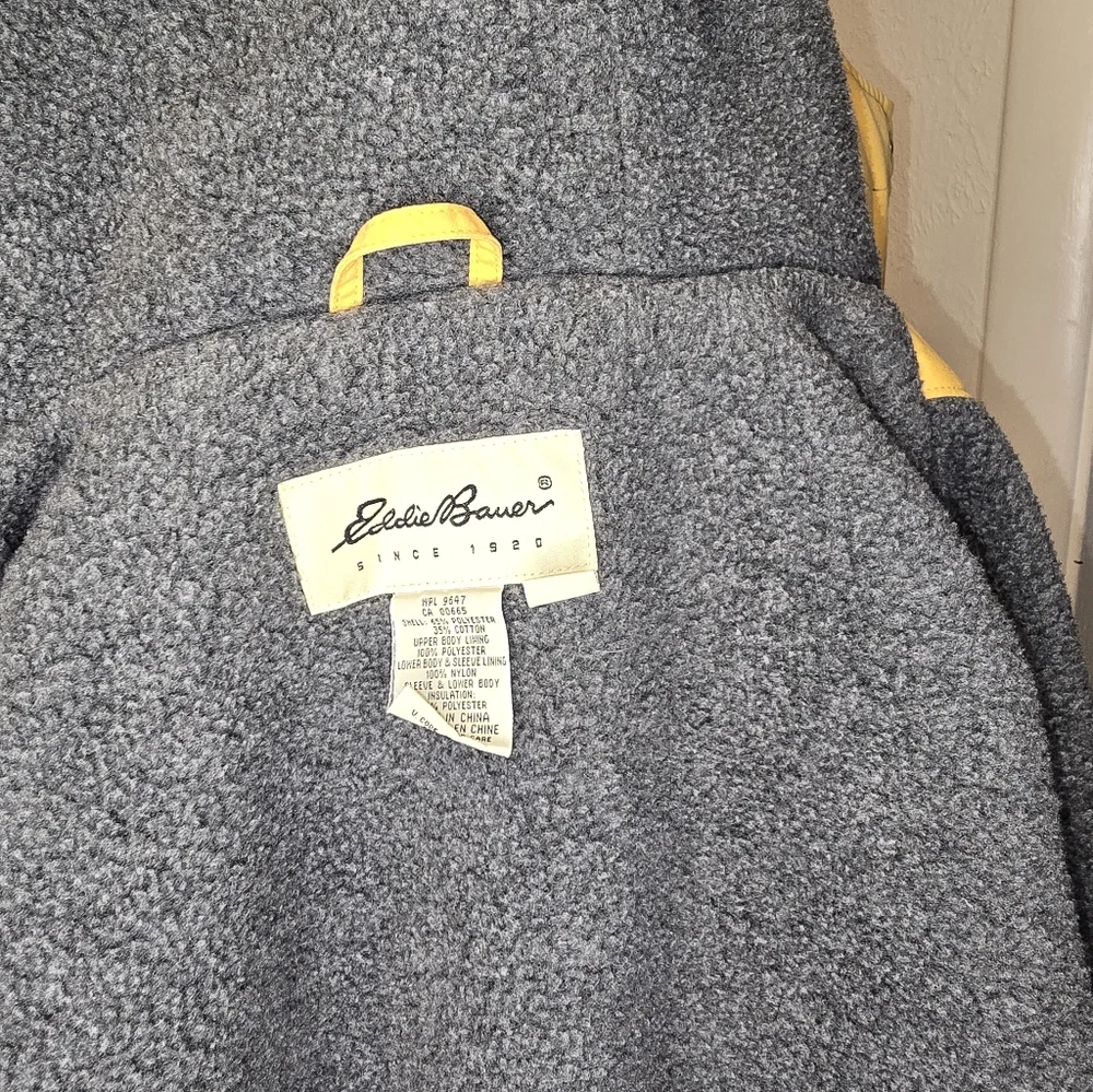 Vintage Eddie Bauer Fleece-Lined Anorak Rain Jacket In Mustard Yellow Size Med - Picture 8 of 15